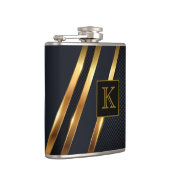 Flasques Chic Noir & Or rayé Monogramme (Droite)