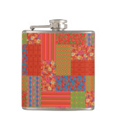 Flasques Chic Poppies à carlet Faux patchwork Hip Flask (Devant)
