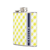 Flasques chic preppy jaune marine en vichy motif monogramme (Gauche)
