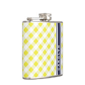 Flasques chic preppy jaune marine en vichy motif monogramme (Droite)