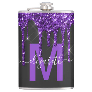 Flasques Chic Purple Driple Parties scintillant Nom du mono