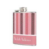 Flasques Chic Rose Chevron Grille Avec Nom (Gauche)