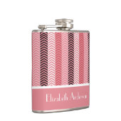 Flasques Chic Rose Chevron Grille Avec Nom (Droite)
