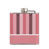 Flasques Chic Rose Chevron Grille Avec Nom (Dos)