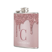 Flasques Chic Rose Gold Parties scintillant gouttes Monogra (Gauche)