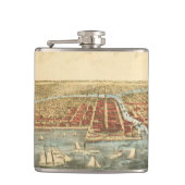 Flasques Chicago Antique Map, LaSalle Street et River (Devant)