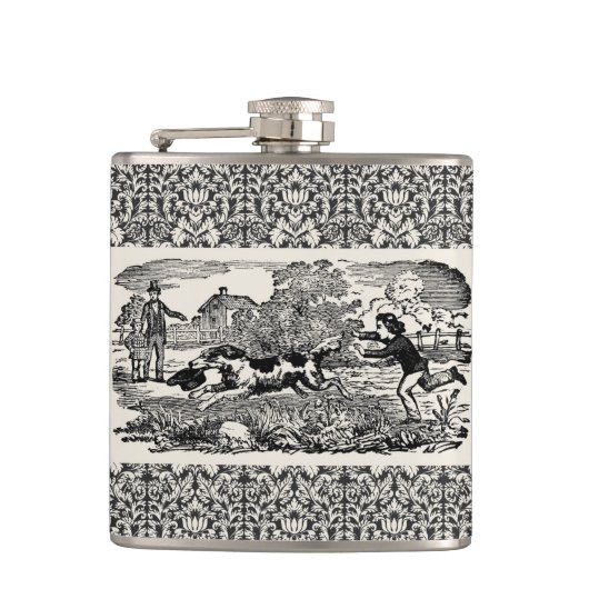 Flasques Chien courant art animal antique illustration vict (Devant)