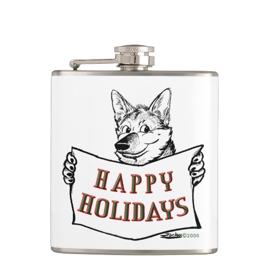 Flasques Chien de Noël : Joyeuses fêtes ! (Devant)