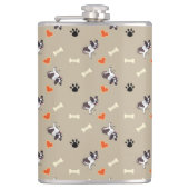 Flasques Chien de taureau français, régal de chien et motif (Devant)