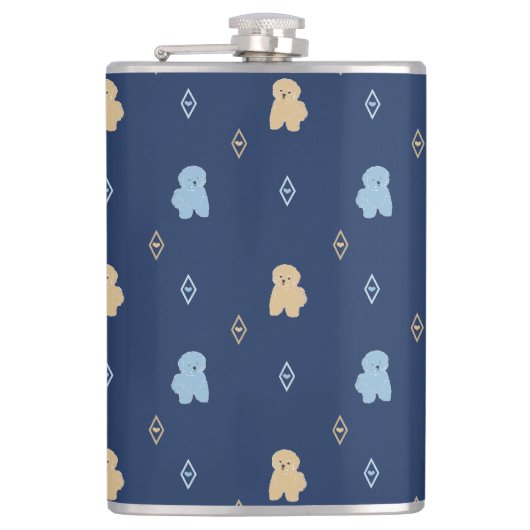 Flasques Chien Lhasa Apso motif bleu arrière - plan (Devant)