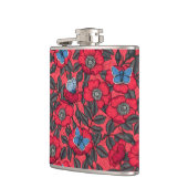 Flasques Chien rose et papillons en rouge et bleu (Gauche)