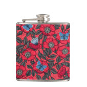 Flasques Chien rose et papillons en rouge et bleu (Devant)