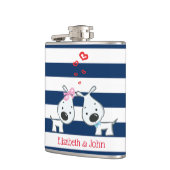 Flasques Chiens adorables en amour sur Striped-Personnalisé (Gauche)