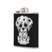 Flasques Chiot dalmatien mignon sur le noir (Gauche)