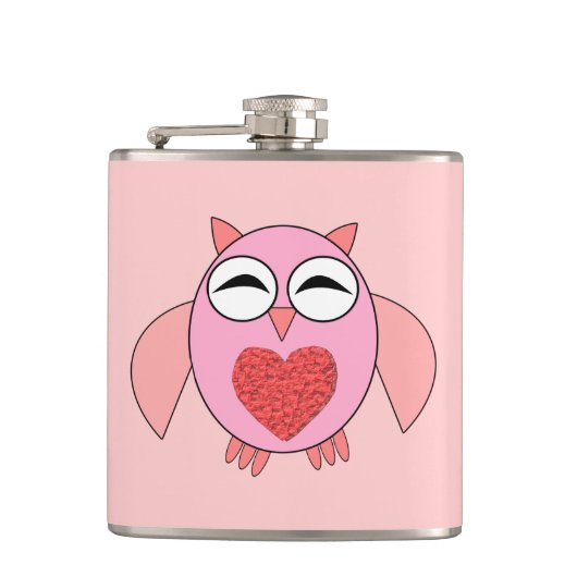Flasques Chouette de coeur rose (Devant)