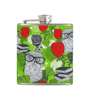 Flasques Chouette en roses rouges