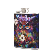 Flasques Chouette florale impressionniste de Whimsical Pers (Gauche)