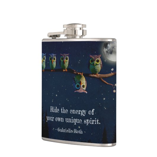 Flasques Chouette qui est différent avec un collage de devi (Gauche)