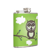 Flasques Chouette verte assise sur une fiole de branche (Droite)