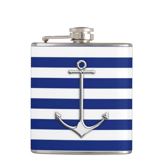 Flasques Chrome Anchor on Navy Stripes (Devant)