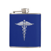 Flasques Chrome comme Caduceus Symbole Médicale Navy Blue D (Devant)