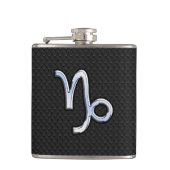 Flasques Chrome comme Capricorn Symbole Zodiaque sur la pea (Devant)