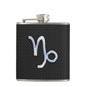 Flasques Chrome comme Capricorn Symbole Zodiaque sur la pea