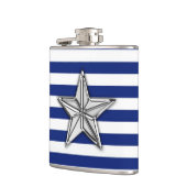 Flasques Chrome étoile nautique sur les rayures de marine (Gauche)