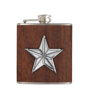 Flasques Chrome Nautical Star sur Wet Mahogany Imprimer