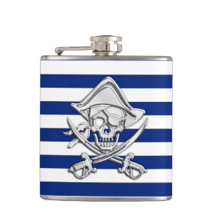 Flasques Chrome Pirate sur les rayures de la marine