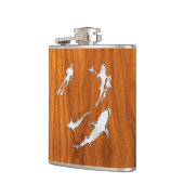 Flasques Chrome Plongeur sur requins sur teck Imprimer (Gauche)