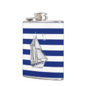 Flasques Chrome Sailboat sur Navy Stripes (Gauche)