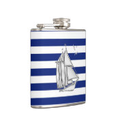 Flasques Chrome Sailboat sur Navy Stripes (Droite)