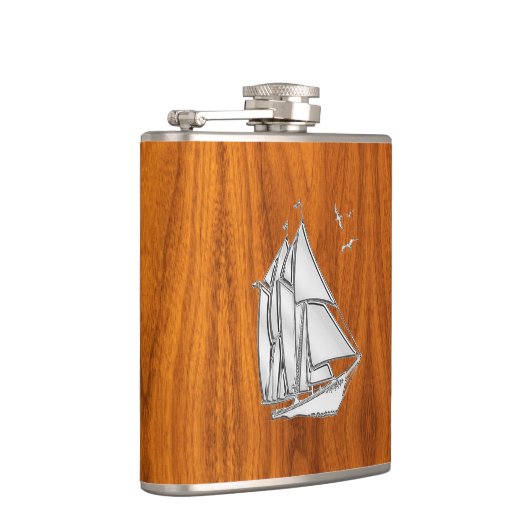Flasques Chrome Sailboat sur teck Imprimer (Droite)