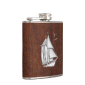 Flasques Chrome Sailboat sur Wet Mahogany Imprimer (Droite)