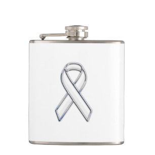 Flasques Chrome Silver Imprimé Ceinture White Ribbon Sensib