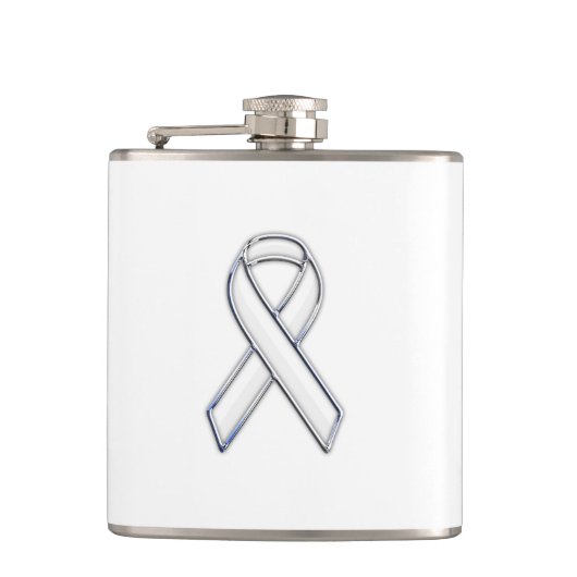 Flasques Chrome Silver Imprimé Ceinture White Ribbon Sensib (Devant)