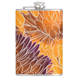 Flasques Chrysanthème japonais : Aquarelle incolore