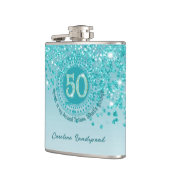 Flasques Cinquante et Turquoise Parties scintillant bleue e (Gauche)