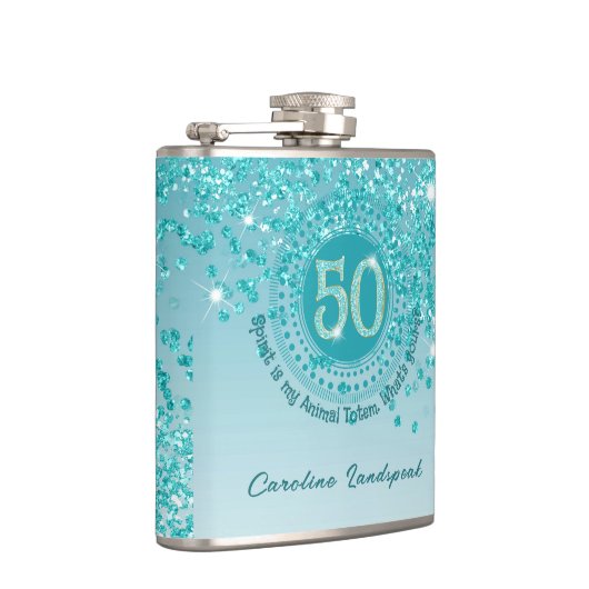 Flasques Cinquante et Turquoise Parties scintillant bleue e (Droite)