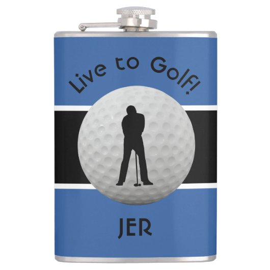 Flasques Citation Live to Golf Monogramme Initiales Bleu No (Devant)