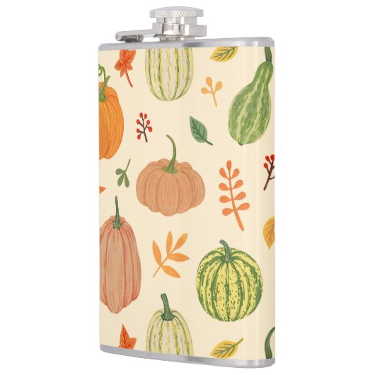 Flasques Citrouille vert et orange, motif sans soudure. (Gauche)