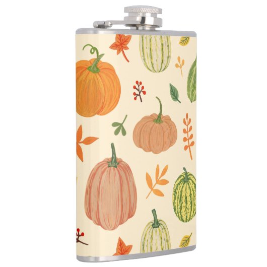 Flasques Citrouille vert et orange, motif sans soudure. (Droite)