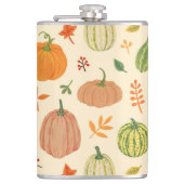 Flasques Citrouille vert et orange, motif sans soudure. (Devant)