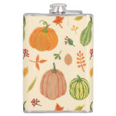 Flasques Citrouille vert et orange, motif sans soudure. (Dos)