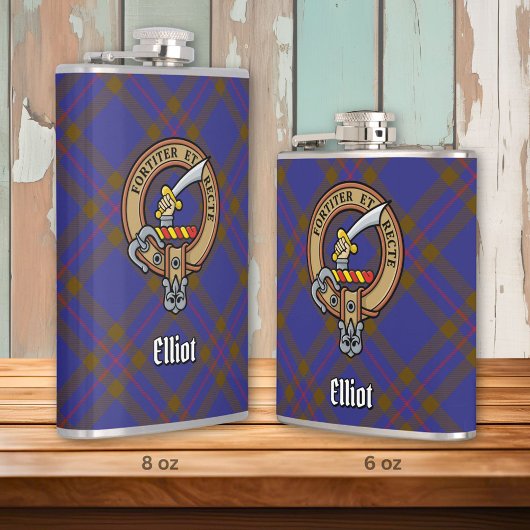 Flasques Clan Elliot Crest sur Tartan moderne