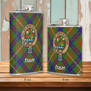 Flasques Clan Fraser Crest sur la chasse Tartan
