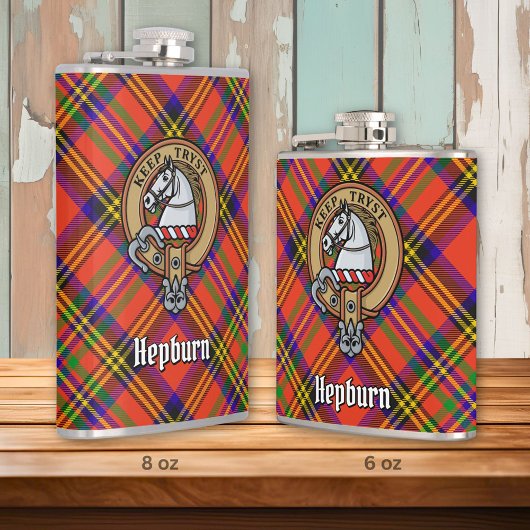 Flasques Clan Hepburn Crest sur Tartan
