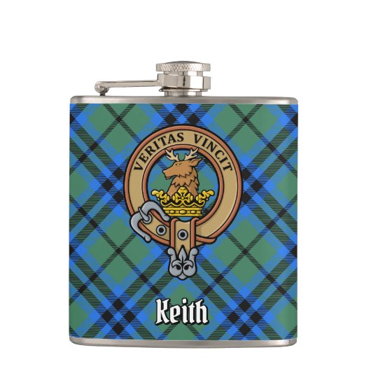 Flasques Clan Keith Crest sur Tartan (Devant)