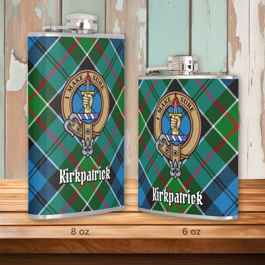 Flasques Clan Kirkpatrick Crest sur Tartan